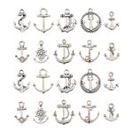 UR URLIFEHALL 100 Pcs 10 Styles Antique Silver Anchor Charms Tibetan Dangle Charms Pendants for DIY Bracelet Necklace Jewellery Making