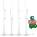 Table Balloon Stand Kit, 4 Pcs Balloon Sticks and Holders, Clear Dining Table Balloon Display Stand, Balloon Pole and Stand Base Support Holder for Wedding Birthday Party Anniversary Decorations