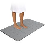 OTHWAY Large Stone Bath Mat, 32"x 20" Diatomaceous Earth Bath Mat for Bathroom, Quick Drying Long Bath Mat Stone Absorbing, Non-Slip Diatomite Hard Stone Shower Mat (Dark Grey)