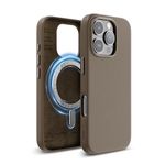 elago Magnetic Leather Case Compatible with iPhone 16 Pro Case, Compatible with All MagSafe Accessories, 6.3 inch - Built-in Magnets, Vegan Leather, Shockproof, Water-Resistant [Taupe]