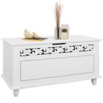 CASARIA® Wooden Storage Box Jersey | 80x48x40 cm | Coffee Table | Kitchen, Living Room, Lockable Blanket Box | Toy Storage Box | Storage Bench Chest | White