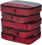 Dot&Dot Polyester Packing Cubes - 5pc Set, Red, Storage Bag for Travel Organizer, Lightweight, Zipper Closure, 10 pounds Load Capacity