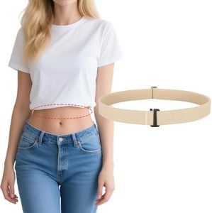 SANSTHS Crop Top Tuck Band for Women Adjustable Tucky Waist Belt Tucking Shirts Sweater Tops Stretch Belts,Khaki,S