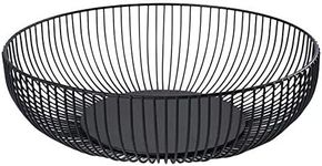 Metal Wire Countertop Fruit Storage Basket Stand for Kitchen, Large Hemisphere Black Decorative Table Centerpiece Holder for Bread, Candy, K Cup and Other Household Items, 11 Inch