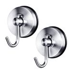 YOHOM Suction Towel Hooks Stainless Steel No Drill Vacuum Suction Hooks for Bathroom Kitchen Sucker Shower Hook Suction Towel Holder Coat Hook Heavy Duty Brushed Silver 2Pcs