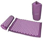 Navaris Acupressure Mat and Pillow Set - Acupuncture Mat for Back, Neck, Shoulders, Muscles, Relaxing - Includes Carry Bag - Berry