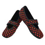 Nufoot Betsy Lou Indoor Womens Shoes Slipper, Black with Red Polka Dots, X-Large 1 Count