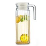 AGARO Elegant Glass Jug with Lid, 1.1 Litre, Cold Water Ice Tea, Milk and Juice Beverage Carafes Jug Pitcher