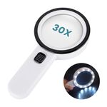 30X Magnifying Glass with Light, lighted Magnifier for Reading, Handheld Lighted Magnifier with Dimmable 12 LED Light, Small Magnifying Glass Gift for Seniors, Macular Degeneration, Low Visions