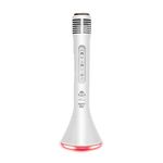 iDance Bluetooth Microphone for Karaoke Party with LED Light and Echo Remote Control Weiß