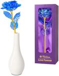 Christmas Romantic Rose Gifts for Her,Birthday Gifts for Women,Blue Christmas Rose Flower With Vase Gifts For Women,Her,Wife,Grandma,Friends,Anniversary,Thanksgiving,Valentines,Mothers Day