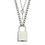 Linpu Chain Necklace Stainless Steel Chain Necklace Lock Key Chain Necklace Couple Padlock Necklace