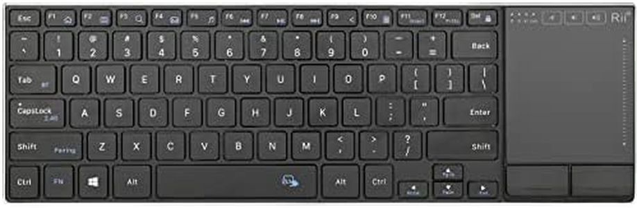 Rii Wireless Bluetooth Keyboard,K22S Multi Device Rechargeable Keyboard Stainless Steel Ultra Slim Bluetooth Keyboard with Multi-Touch Touchpad,Compatible with PC, Mac, Laptop, Windows, Tablet - Black