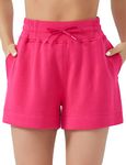 THE GYM PEOPLE Women's Drawstring Sweat Shorts High Waisted Summer Workout Lounge Shorts with Pockets Bright Pink