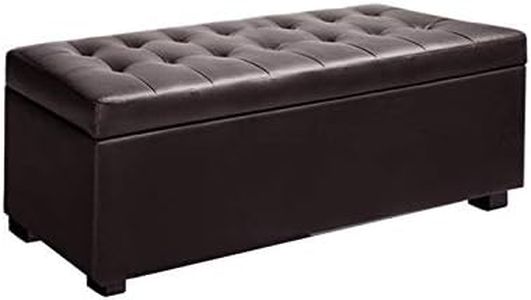 Artiss Tufted Storage Ottoman, Foot Rest Stool Bench Padded Seat Blanket Box Chest Bedroom Living Room Indoor, Brown 97 x 41.5 x 35cm Faux Leather Open Lid Heavy Duty Large Store Space