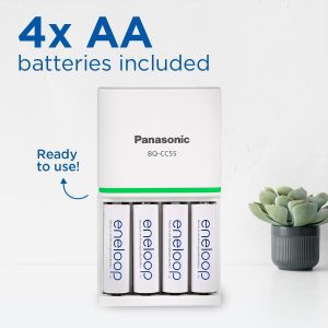 eneloop SmartPlus AA Battery Charger with 4 Rechargeable Batteries
