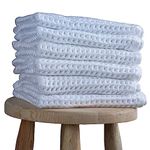 PÜSKÜL - Kitchen Hand Dish Tea Towels - Bulk Set of 6 - Luxe, Soft, Durable Premium Turkish Ring-Spun Cotton Waffle Weave Hand Towels 16 X 32 inch (White, 6)