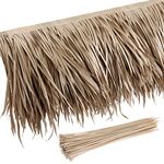 Sawysine Tiki Bar Thatch Palm Thatch Roll Mexican Straw Roof Tiki Thatch Tiki Grass Skirting Duck Blind Grass Thatch Roofing for Tiki Bar Hut Decorations(1.6 x 6.6 ft,Grey)