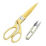 Handi Stitch Gold Tailor Dressmaking Scissors & Yarn Thread Snippers - Heavy Duty 25.4cm/10 Inch Stainless Steel Sharp Shears - Cutting Fabric, Clothes, Leather, Denim, Altering, Sewing & Tailoring