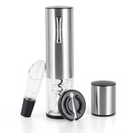 CIRCLE JOY 4-in-1 Rechargeable Wine Opener Kit Electric Wine Bottle Openers Automatic Corkscrew with Foil Cutter, Wine Pourer and Wine Stopper, Silver