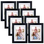 Giftgarden 4x6 Photo Frames Set of 8, Display 4x6 Pictures with Mat or 5x7 without Mat for Wall Decor or Tabletop Display, Black