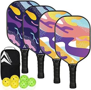 JOYAIRE Graphite Pickleball Paddles Set of 2, Pickleball Set Carbon Fiber Honeycomb Core Lightweight Pickle Ball Rackets Set of 4, with Pickleball Balls & Bag