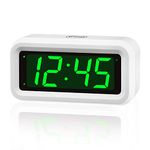 LED Clock, Alarm Clock for Kids, 1.2inch Green LED Digital Clock, Adjustable LED Brightness, 12Hr/24Hr, Cordless, Desk Clock, Bedroom Clock, Bathroom Clock, Table Clock, Ideal for Gifts