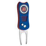 Team Golf MLB Chicago Cubs Switchfix Divot Tool with Double-Sided Magnetic Ball Marker, Features Patented Single Prong Design, Causes Less Damage to Greens, Switchblade Mechanism