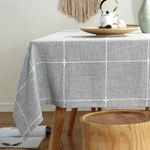 TruDelve Cotton Linen Tablecloth Rectangle Grey Fabric Table Cloth Vintage Farmhouse Table Cover for Rectangle Tables (52"x70", Grey)