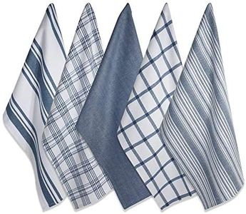 DII Cotton Luxury Assorted Kitchen Dish Towels, 18 x 28 Set of 5, Ultra Absorbent Fast Dry, Professional Grade Tea Towels for Everyday Cooking and Baking-Stone Blue