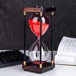 Large Sand Timer, Hourglass Timer 60 Minutes,Vintage Wooden Hour Glass Timer,Modern Home Kitchen Office Decoration (Red)