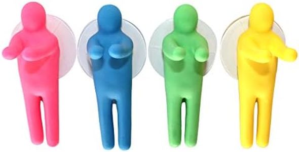 Lucore Colorful People Toothbrush Holder & Utility Suction Hook - Set of 4 Pcs