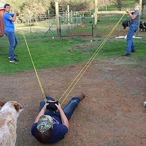 JANADIO Water Balloon Launcher 300 Yard Long Range,3 Man Beast Slingshot with 500 Biodegradable Water Balloons ,Giant Slingshot T-Shirt Launcher Cannons,Angry Birds Party Game Yard Toys