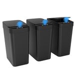 3 Pack Automatic Small Bathroom Trash Can with Lid - 2.5 Gallon Touchless Garbage Can, Motion Sensor Smart Trash Bin, Slim Dog Proof Trashcan, Waterproof Wastebasket for Bedroom Office Kitchen (Black)