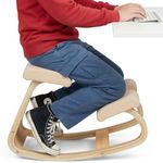 WUDLEP Ergonomic Kneeling Chair, 250LB Load Capacity Posture Stool for Home Office Meditation, Wooden Kneeling Rocking Chairs for Back and Neck Pain Relief and Improvement(Beige)