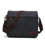 LOSMILE Men's Messenger Bag, Canvas Shoulder Bags, 13.3" Laptop Bags for Work and School,Cross-Body Bags.(BLACK)