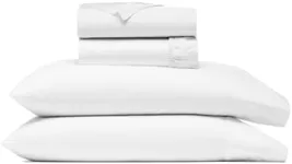 BOLL & BRANCH Signature Hemmed Sheet Set – Luxury 100% Organic Cotton – 1 Flat Sheet, 1 Fitted Sheet and 2 Pillowcases with 7” Hemline – Buttery Soft and Breathable, White, Queen