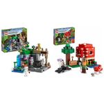 LEGO 21189 Minecraft The Skeleton Dungeon Set, Construction Toy for Kids with Caves & 21179 Minecraft The Mushroom House Set, Building Toy for Kids Age 8 plus, Gift Idea with Alex