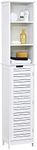 EVIDECO French Home Goods Bathroom Linen Tower Cabinet Miami 1 Door 5 Shelves Wood White