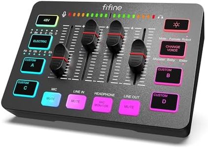 FIFINE Gaming Audio Mixer, Streaming RGB PC Mixer with XLR Microphone Interface, Individual Control, Volume Control, Mute Button, 48V Phantom Power Supply for Podcast, Recording, Vocals