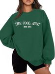 MYHALF Aunt Sweatshirt Cool Auntie Shirt: Women Oversized Auntie Crewneck Sweatshirts Aunt Gift Tops Cute Aunts Club Pullover, Green B, Medium