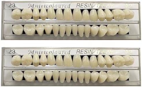 56 Pcs False Teeth Fake Teeth 2 Sets Synthetic Resin Dental Tooth, Upper and Lower Denture Tooth, Party Horror Prop Makeup DIY Replacement, 23 A2