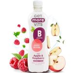 Get More Vits - B Vitamins Still Apple & Raspberry Flavoured Spring Water (12 x 500ml), Supports Energy Release, Tackle Tiredness & Fatigue, Natural Flavours, Sugar Free, Low Calorie, Vegan