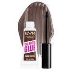 NYX Professional Makeup Brow Gel, The Brow Glue Dark Brown, Tinted Eye Brow Gel, Instant Brow Styler for Laminated Brow Look with 24 Hour Extreme Hold, Non-Sticky and Transparent, Dark Brown