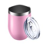 WOODFIB Reusable Coffee Cup, Insulated Travel Mug Vacuum Stainless Steel with Spill Proof Lid, Great for Hot & Cold Drinks - Coffee, Tea, Milk and Wine,12oz/340ml (Pink)