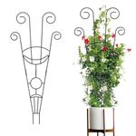 ecofynd 32 inches Metal Plant Stakes, Different Patterns Stem Flower Plant Support, Garden Plant Trellis for Outdoor Amaryllis Orchid Lily Rose (1 Pack, BLK, TR017)