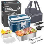 Anykuu Electric Lunch Box 100W 1.8L Large Capacity Heated Lunch Box 12V/24V/220V 3-in-1 Portable Food Heater with Insulated Lunch Bag Spoon and Fork Suitable for Car Truck Office Home