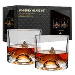 LIITON K2 Heavy Crystal Whiskey Glasses Gift Set of 2, Thick Freezable Bourbon Glass 1lb Each, Premium Whiskey Gifts for Men, Frozen Crystal Chills Cocktails, 10 oz