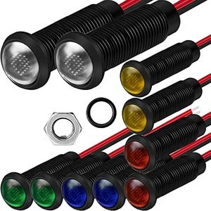 Gebildet 10pcs LED Plastic Indicator Pilot Light AC/DC 12-24V Mounting Hole Size 6mm(Red/Orange/Blue/Green/White)