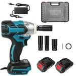 21V Cordless Impact Wrench with 4Pcs Driver Impact Sockets(17/19/21/22mm) Brushless Rechargeable Wrench with 1.0Ah 2 Batteries Electric Impact Wrench with Charger and Storage Case(Max Torque 320N.m)…